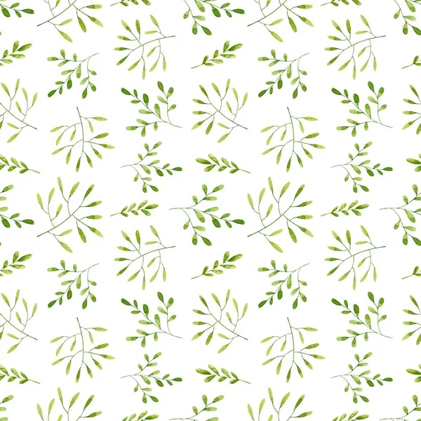 Nahtloses Muster mit Aquarellzweigen und Blättern. Handgezeichnete Illustration — Stockfoto