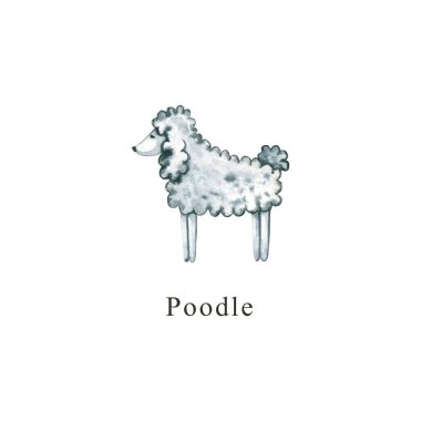 Suluboya köpek. El çizimi beyaza izole edilmiş. Boyalı Kaniş hayvan tasarımı, hayvan dükkanı, veteriner kliniği, kumaş tekstil, bebek baskısı, iç kaplama, duvar kağıdı için mükemmel.