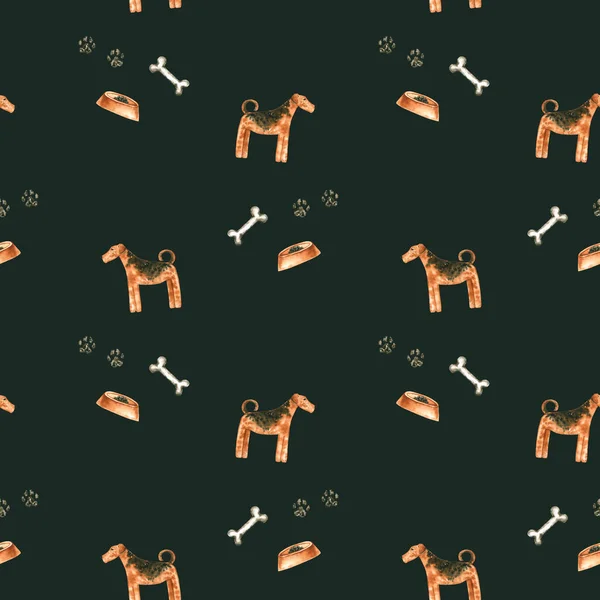 Nahtloses Muster Mit Aquarell Hund Handgezeichnete Illustrationen Sind Isoliert Auf — Stockfoto