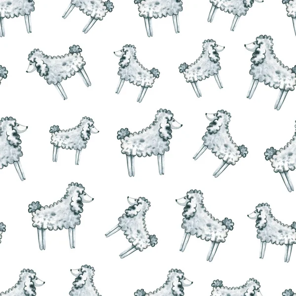 Patrón Sin Costuras Con Perro Acuarela Ilustración Dibujada Mano Está — Foto de Stock
