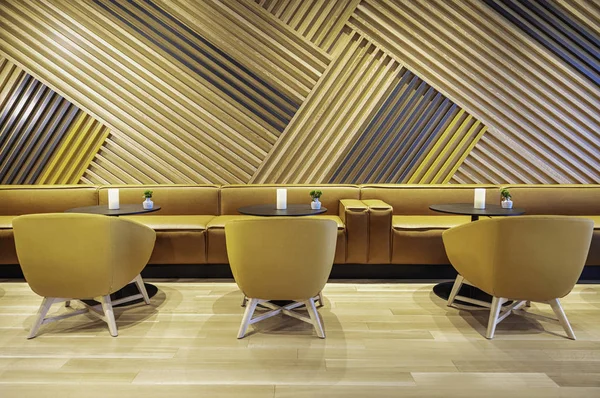 Modern Interior. Wooden wall