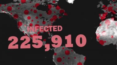Coronavirus (COVID-19) salgını. Dünya haritası- 19 dünya pandemik haritası 4K stok görüntüleri. COVID-19 virüsleri yaygın soğuk algınlığından daha ağır hastalıklara ve ölüme kadar değişen hastalıklara neden olur.. 