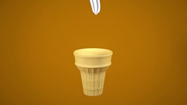 Vanilla Soft Serve Ice Cream Crispy Wafer Cone Looping Animation — Stock Video