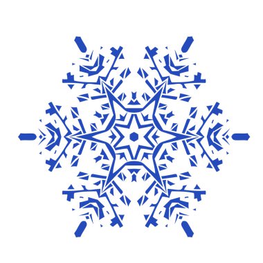 Çizilmiş karalamalar doğal mavi renk kar tanesi. Zentangle mandala stili.