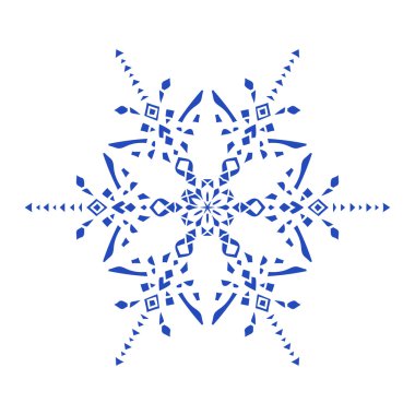 Çizilmiş karalamalar doğal mavi renk kar tanesi. Zentangle mandala stili.