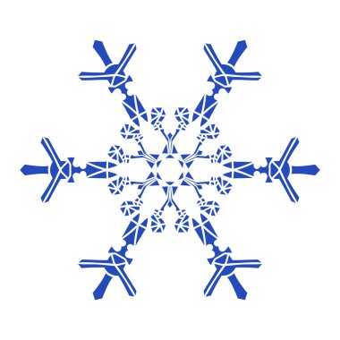 Çizilmiş karalamalar doğal mavi renk kar tanesi. Zentangle mandala stili.