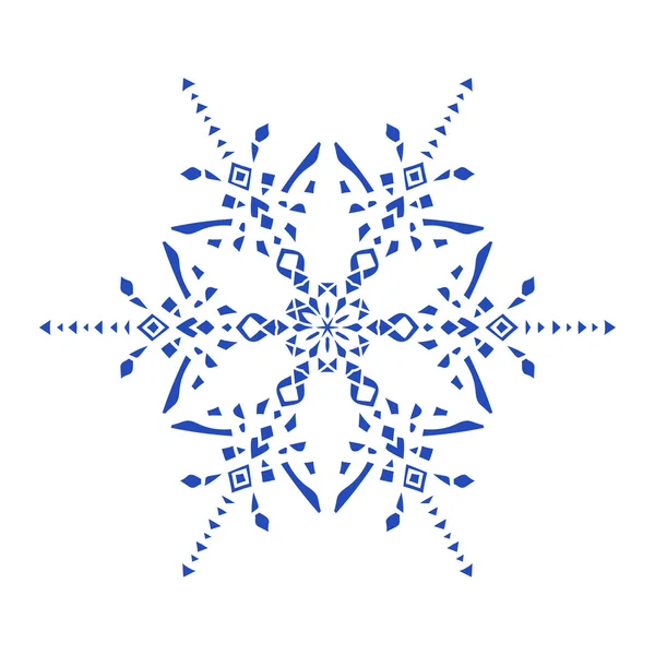 Kézzel rajzolt doodles természetes kék színű hópehely. Zentangle mandala stílus. — Stock Vector
