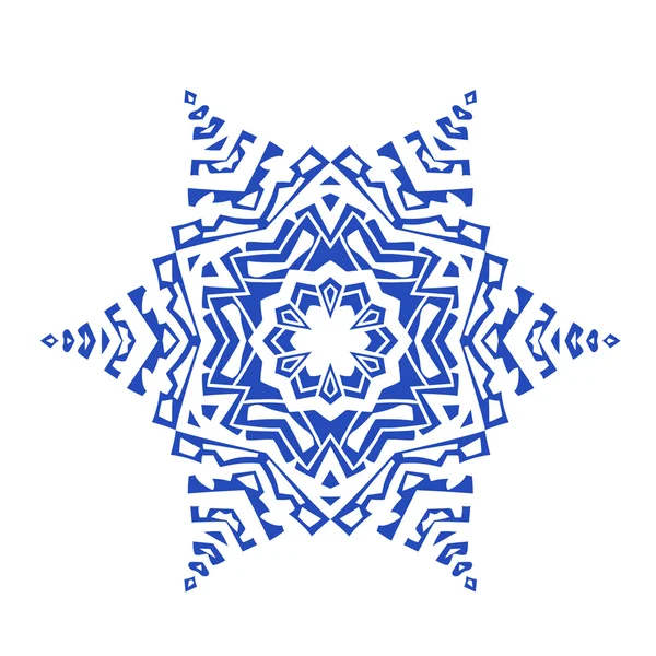 Scarabocchi disegnati a mano naturale blu fiocco di neve. Zentangle stile mandala . — Vettoriale Stock