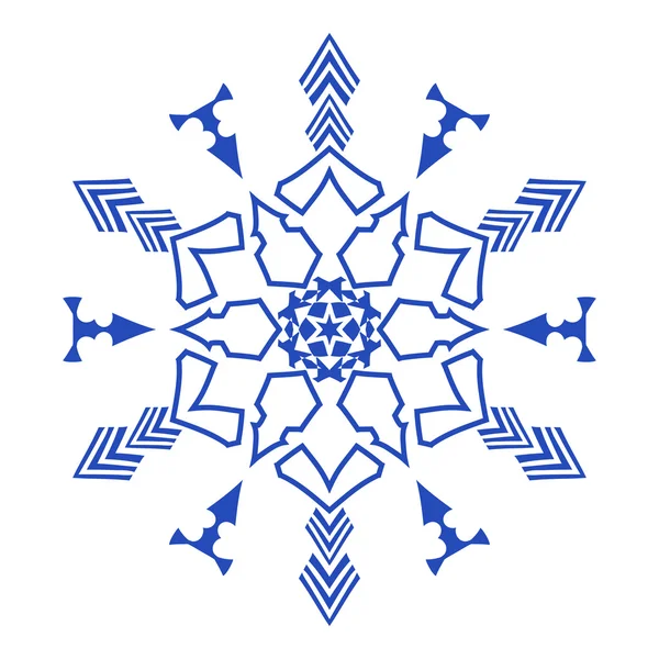 Scarabocchi disegnati a mano naturale blu fiocco di neve. Zentangle stile mandala . — Vettoriale Stock