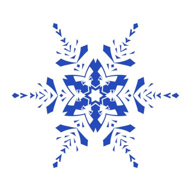 Çizilmiş karalamalar doğal mavi renk kar tanesi. Zentangle mandala stili.