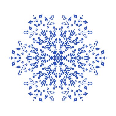 Çizilmiş karalamalar doğal mavi renk kar tanesi. Zentangle mandala stili.