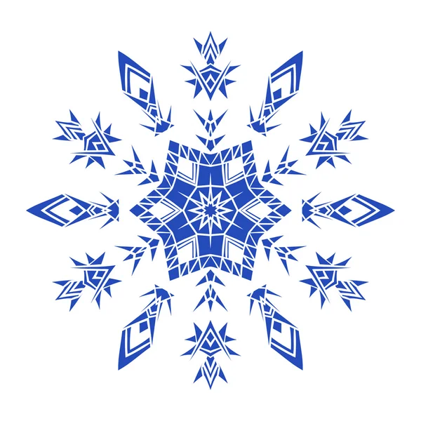 Seringues dessinées à la main flocon de neige de couleur bleu naturel. Style mandala Zentangle . — Image vectorielle