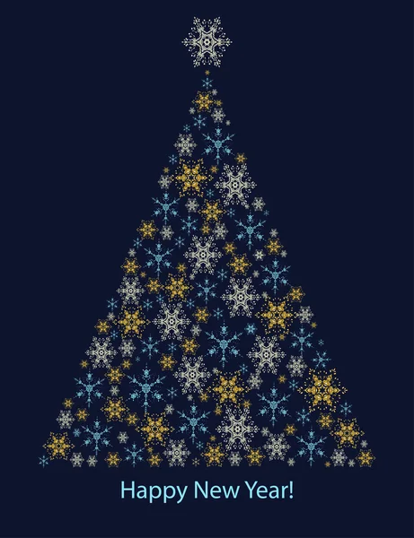 Nouvel an et carte de Noël avec arbre de Noël. Style moderne — Image vectorielle