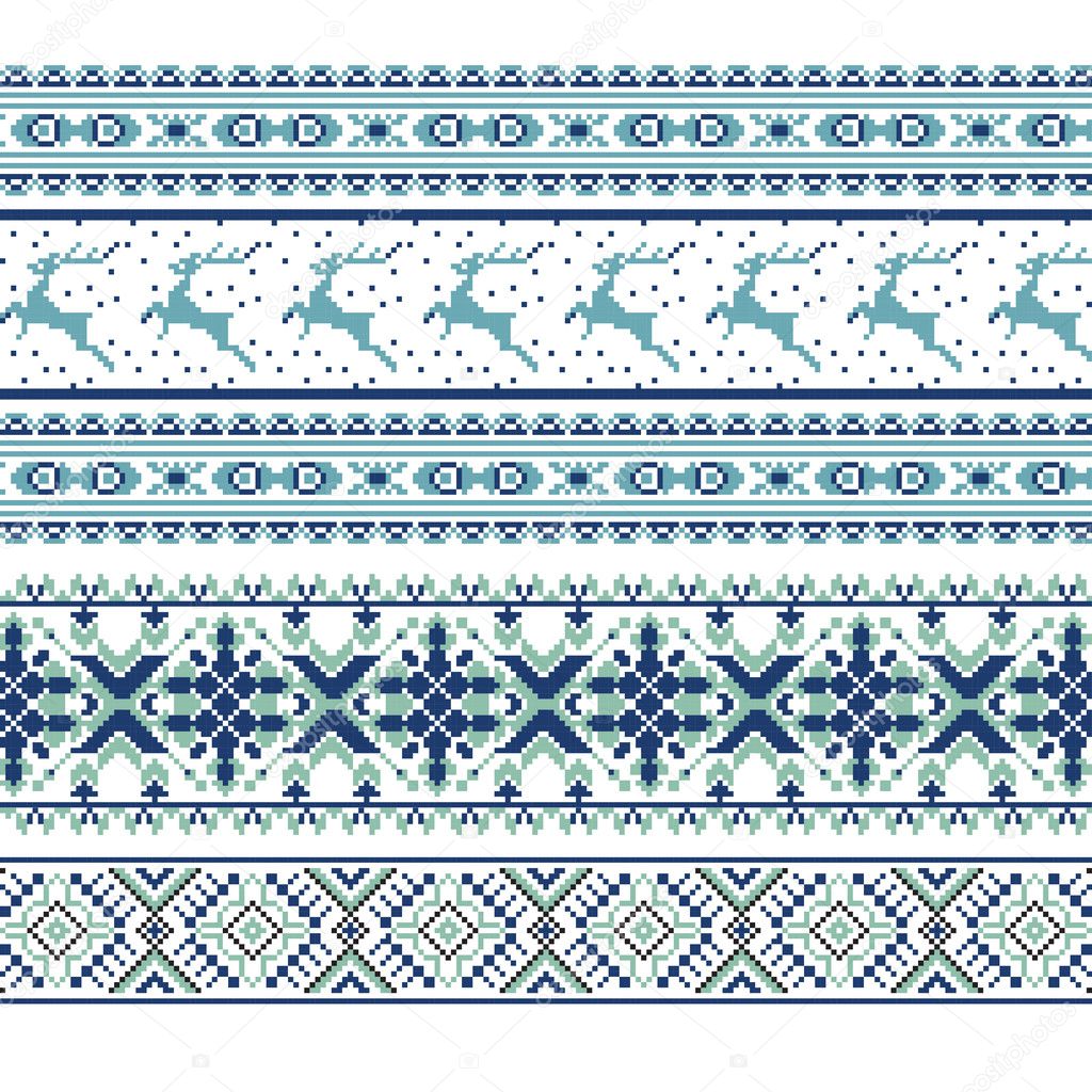 Set of Ethnic holiday ornament pattern in different colors