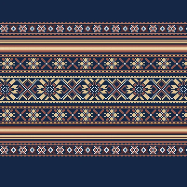 Fondo ornamental étnico en colores azul y marrón — Vector de stock