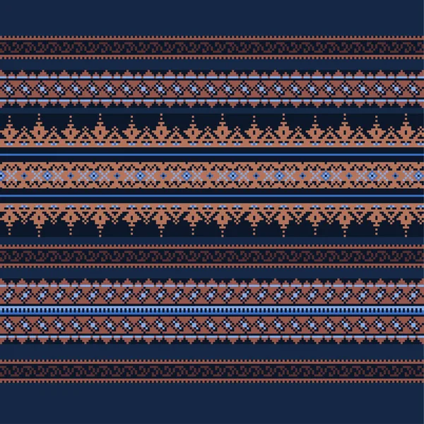 Fond ornemental ethnique aux couleurs bleues et brunes — Image vectorielle