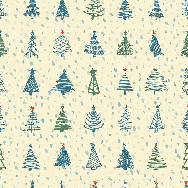 假期的手的素描画的圣诞及新年的无缝背景 — 图库矢量图片