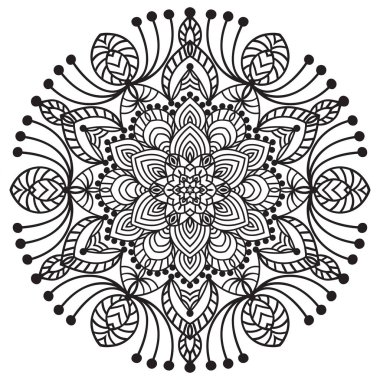 El çizim zentangle öğesi. Siyah ve beyaz. Çiçek mandala.