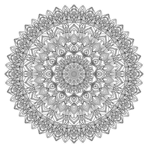 Hand ritning zentangle element. Svart och vitt. Blomma mandala. — Stock vektor