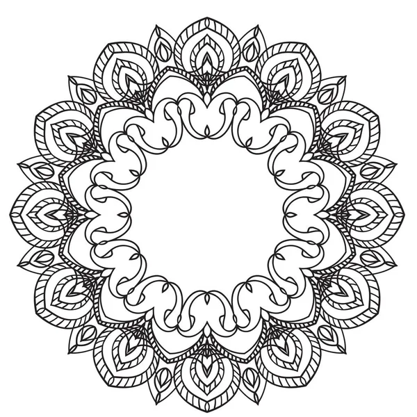 Hand drawing zentangle element. Black and white. Flower mandala. — Stock Vector