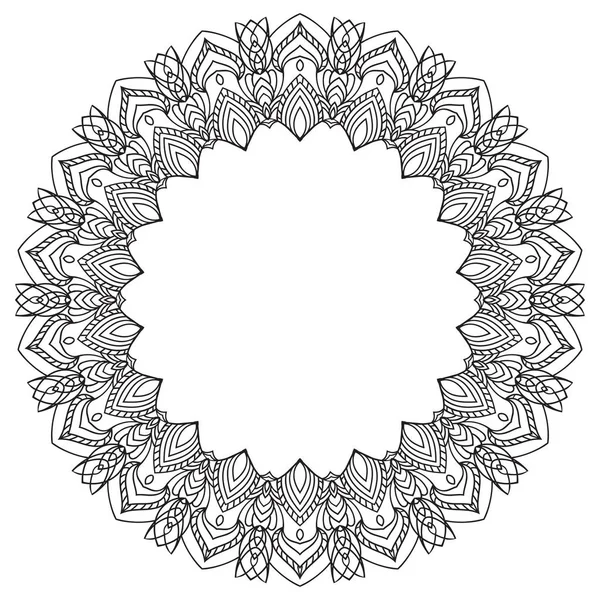 Hand ritning zentangle ram. Svart och vitt. Mandala blomma. — Stock vektor