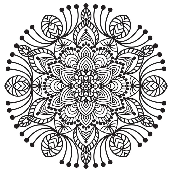 Elemento zentangle dibujo a mano. Blanco y negro. Mandala de flores . — Archivo Imágenes Vectoriales