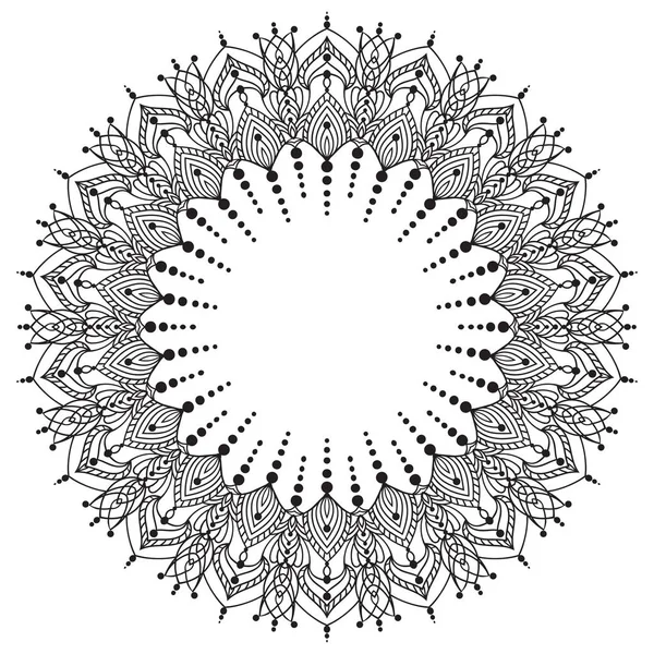 Dibujo a mano marco zentangle. Blanco y negro. Mandala de flores . — Vector de stock