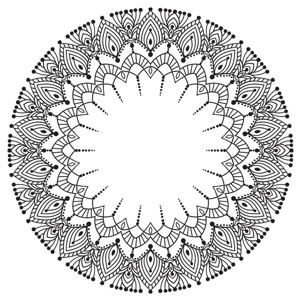 Hand ritning zentangle ram. Svart och vitt. Mandala blomma. — Stock vektor