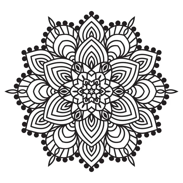 Elemento zentangle dibujo a mano. Blanco y negro. Mandala de flores . — Vector de stock