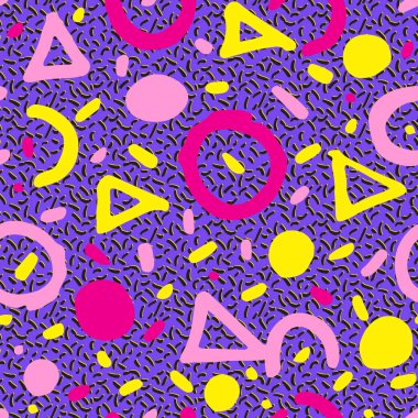 Memphis tarzı desen, sorunsuz arka plan renk örnekleri. 80-90'lı yılların tasarlayın. El çizimi dokular kroki.