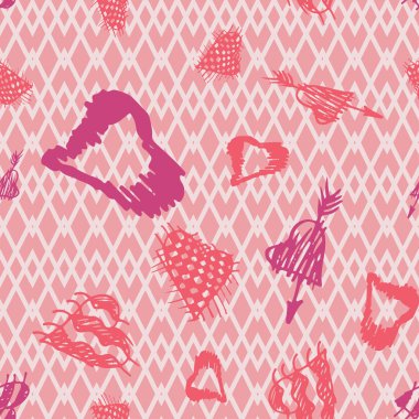 Sevgililer ve düğün günü için renk sorunsuz arka plan yürekleri Retro çizilmiş Eskizler