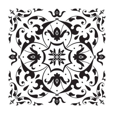 Oryantal dekoratif unsur. Zentangle mandala siyah ve beyaz