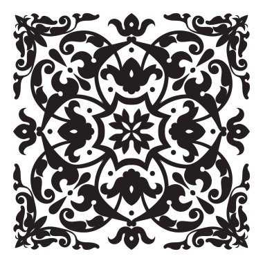 Oryantal dekoratif unsur. Zentangle mandala siyah ve beyaz