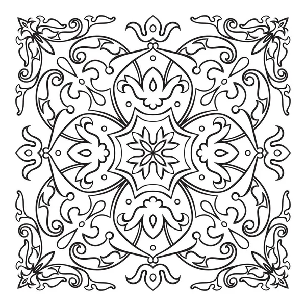 Orientalne ozdobny element. Zentangle mandali czarno-białe — Wektor stockowy