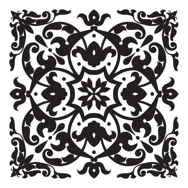 Oriental decorative element. Zentangle mandala black and white — Stock Vector