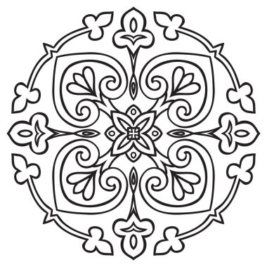 Hand drawing pattern for tile in black and white colors. Italian majolica style clipart
