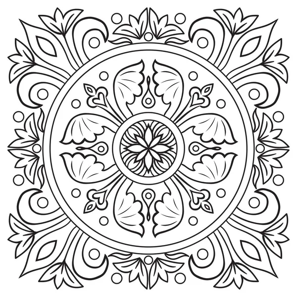 Patrón de dibujo a mano para baldosas en colores blanco y negro. Estilo mayólica italiana — Vector de stock