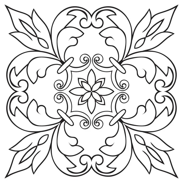 Ручной рисунок для плитки в черно-белых цветах. Итальянский стиль майолики — стоковый вектор