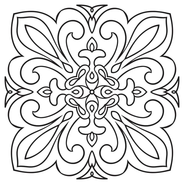 Modello di disegno a mano per piastrelle in bianco e nero. Stile maiolica italiana — Vettoriale Stock