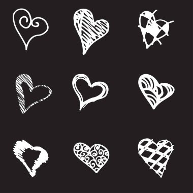 Retro çizilmiş simge kümesi Sevgililer ve düğün günü için