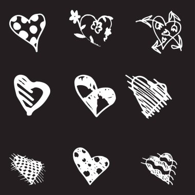 Retro çizilmiş simge kümesi Sevgililer ve düğün günü için