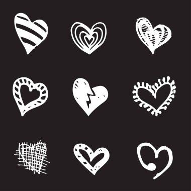 Retro çizilmiş simge kümesi Sevgililer ve düğün günü için