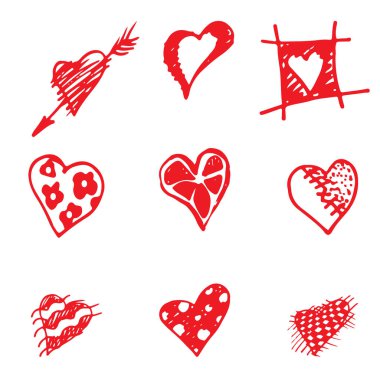 Retro çizilmiş simge kümesi Sevgililer ve düğün günü için