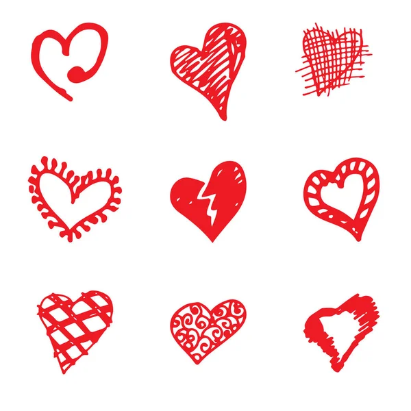 Set van retro handgetekende pictogram voor valentijnskaarten en trouwdag — Stockvector