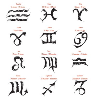 Çizilmiş kroki zodyak web Icon set