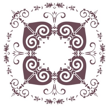 El Desen döşemesi için koyu kahverengi, gri, siyah ve beyaz renklerde çizimi. İtalyan Mayolikası tarzı