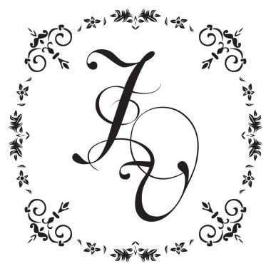 Oryantal süs stil, çerçeve kompozisyon monogram