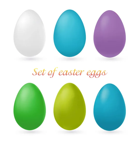 Conjunto de ovos de Páscoa multicoloridos isolados em fundo branco. Foto ilustração realista — Vetor de Stock