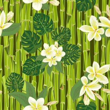 Dikişsiz el palmiye ile çizilmiş tropikal desen bırakır, koyu arka plan üzerinde orman egzotik yaprak