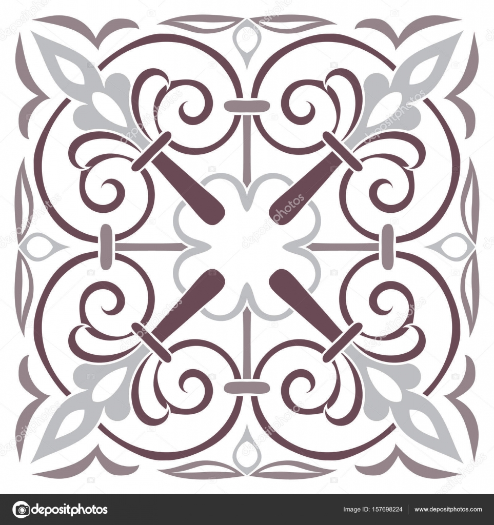 Disegno modello per piastrelle nei colori bianco e nero a mano Stile della maiolica italiana Illustrazione di vettore Il meglio per il vostro disegno